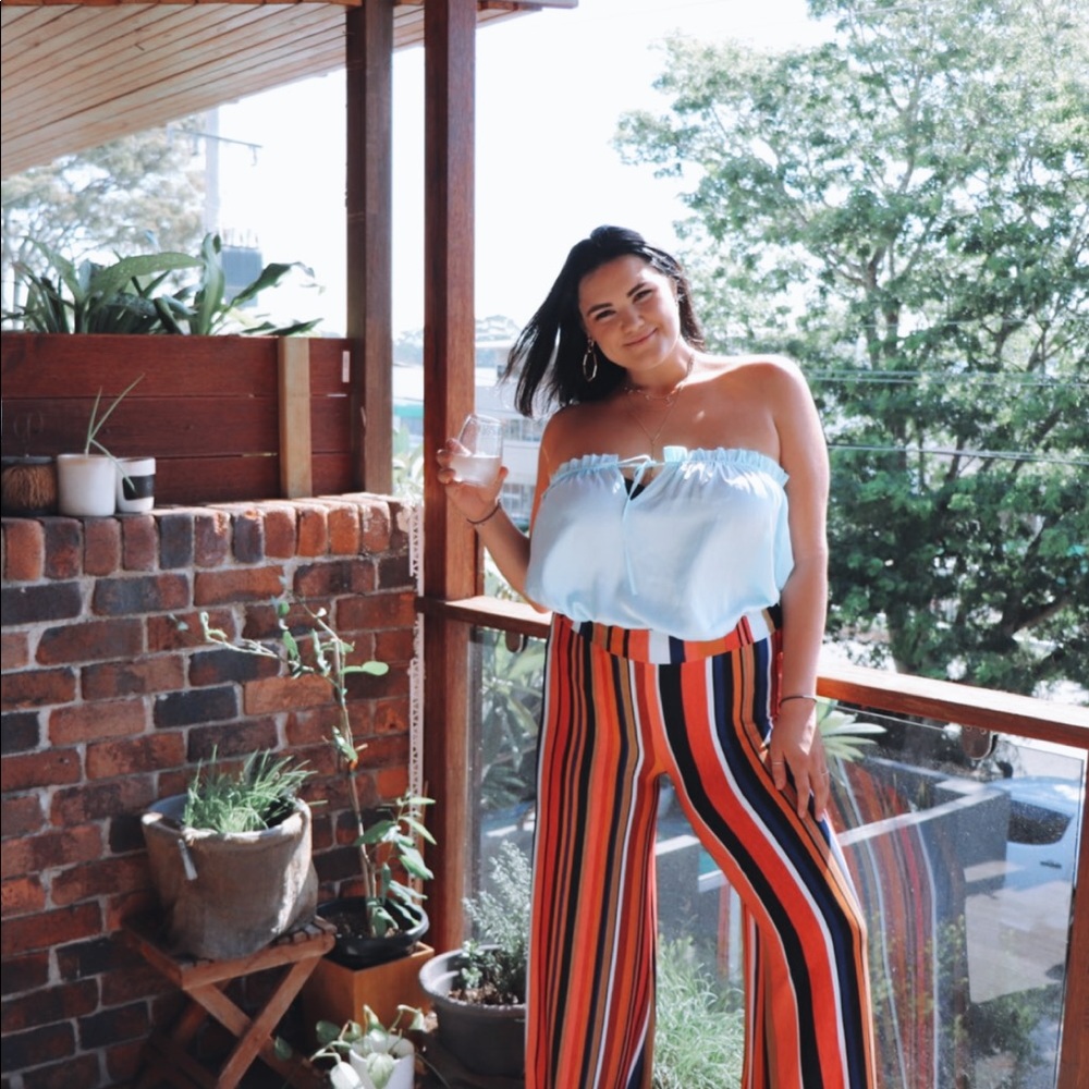 Flared Multicolor Pin Striped Pants